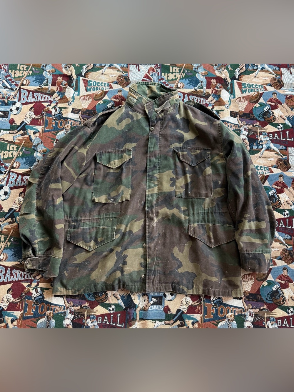 Vintage Men’s M65 Military Green Camo Jacket